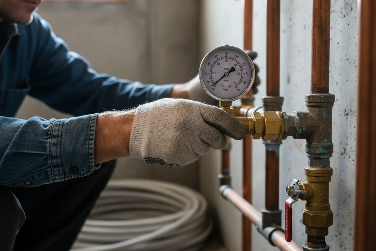 Pressure testing a repaired line during Water Line Repair in Cornwall On Hudson